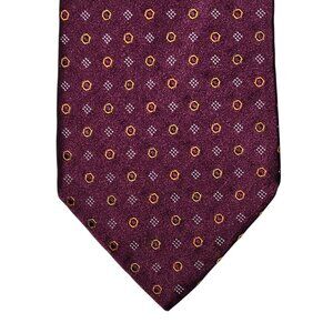 David Donahue Necktie Tie Purple Geometric Silk Woven in Italy Handmade in USA